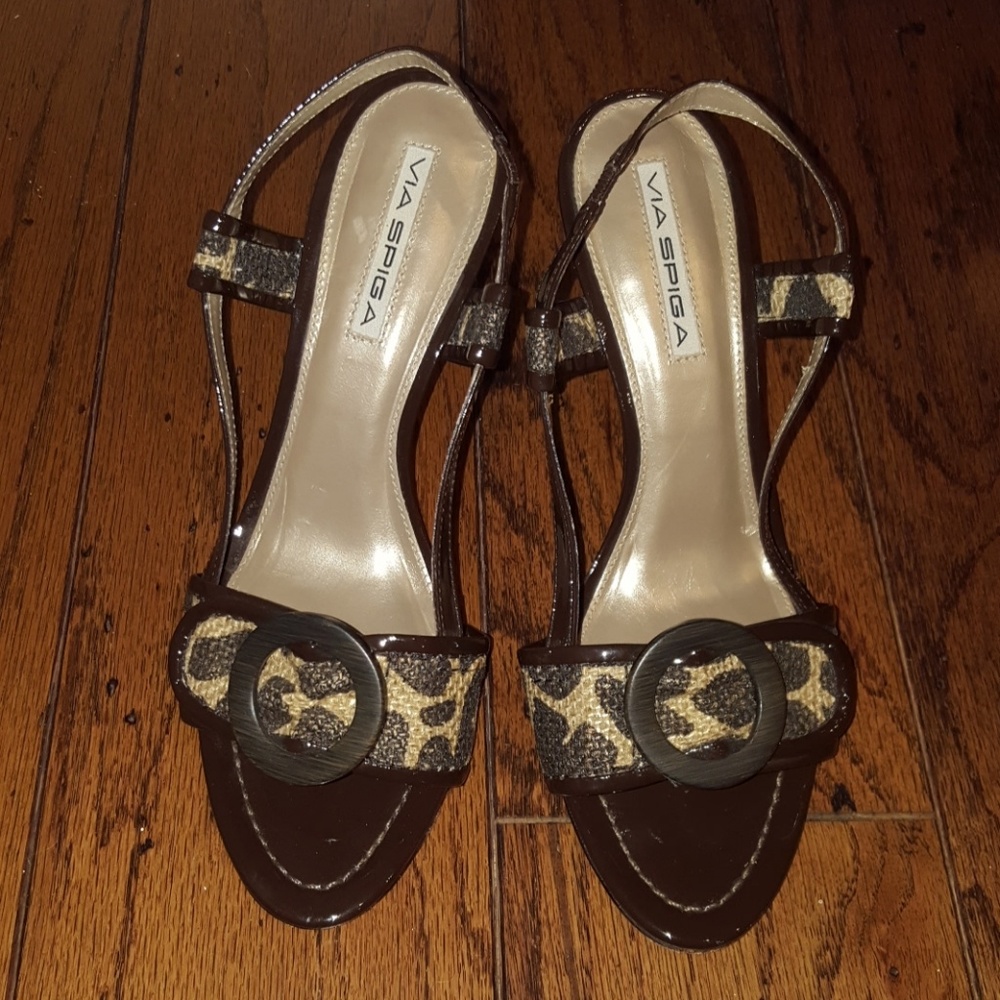 Patent Leopard Slingback Heels